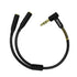 Nylon Braided LShape 3.5mm Audio Jack Dual Splitter Cable Black Silver - TradeNRG UK